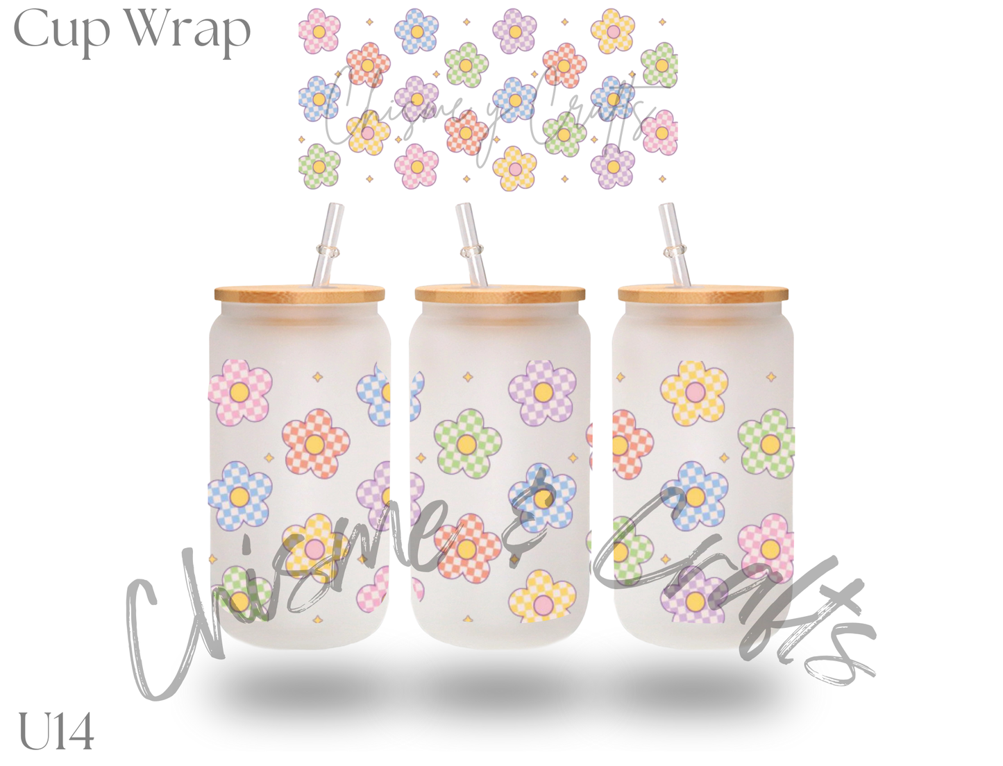 Checkered Flowers Cup Wrap
