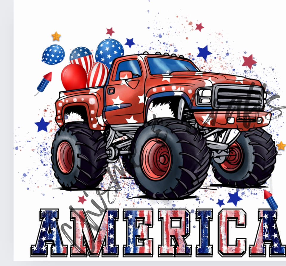 Child America Lifted Truck DTF Shirt Transfer