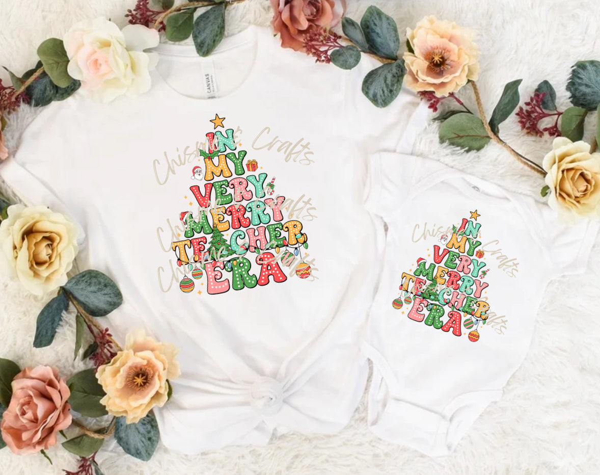 Merry Teacher Era DTF Shirt Transfer