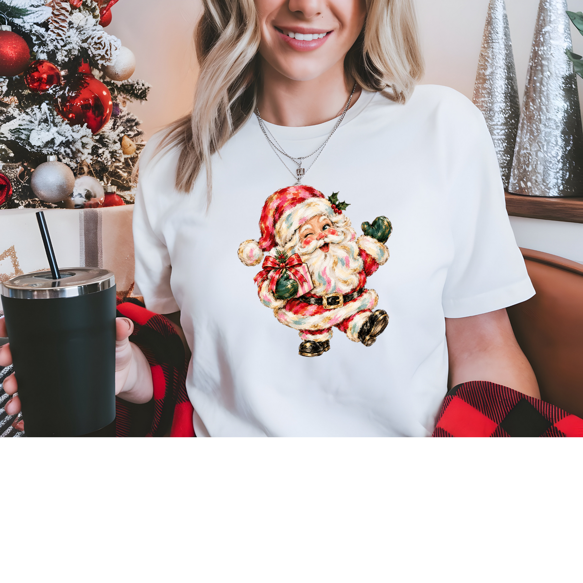 Jolly Painted Santa Transfer