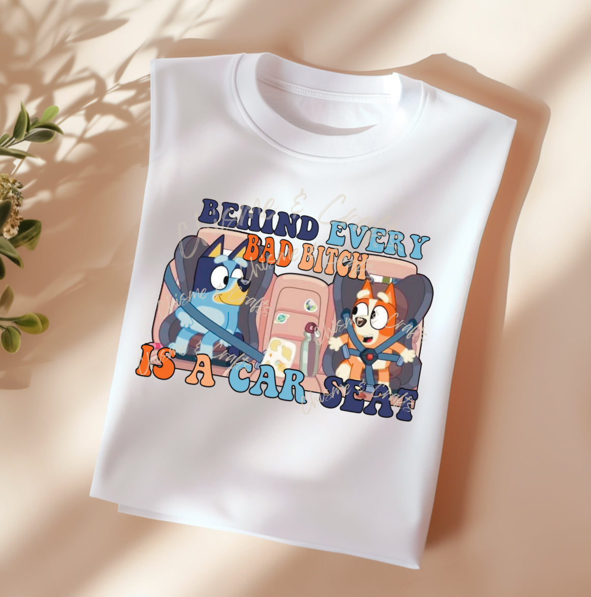 Bluey Carseat Mom DTF Shirt Transfer