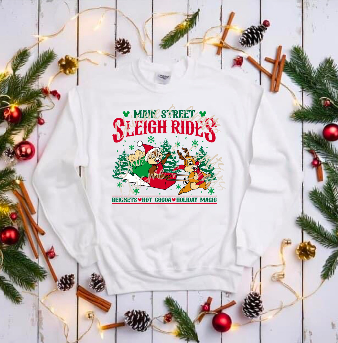 Sleigh Ride Chip N Dale DTF Shirt Transfer