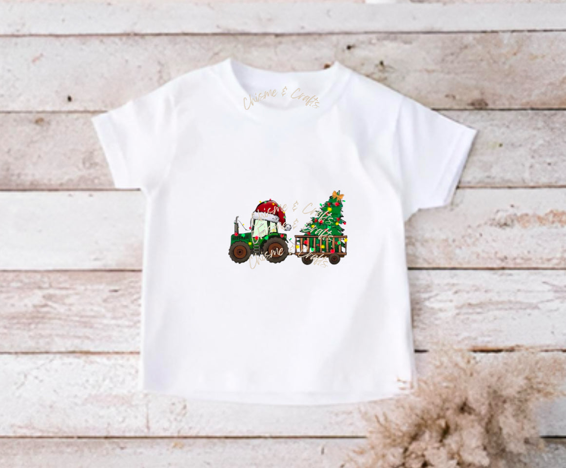 Christmas Tractor DTF Shirt Transfer