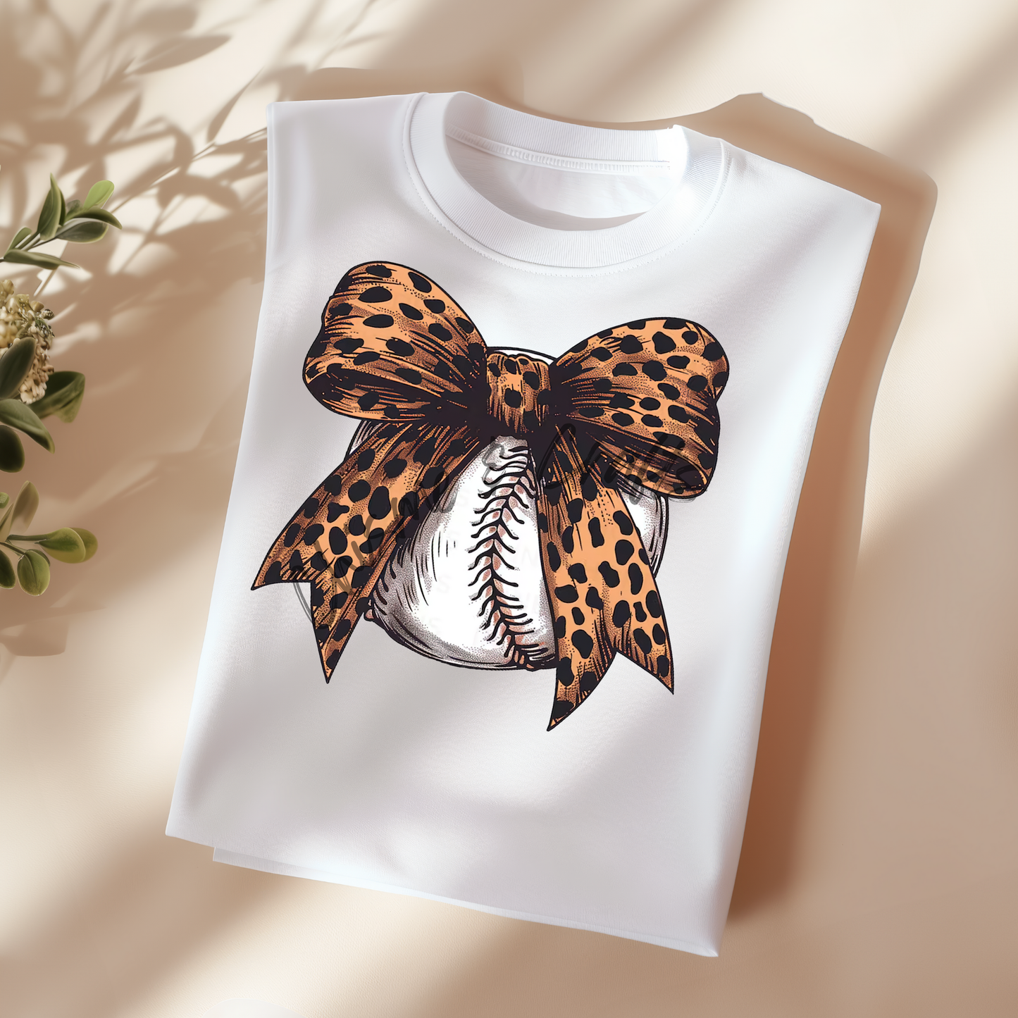 Cheetah Bow Baseball DTF Shirt Transfer