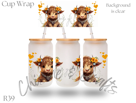 Floral Cow Cup Wrap