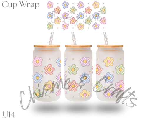 Checkered Flowers Cup Wrap