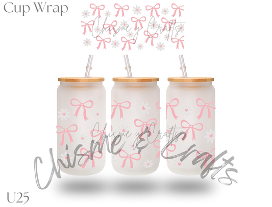 Pink Bows and White Flowers Cup Wrap