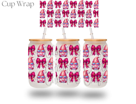 Bubblegum Pink Coquette Gnome Christmas Cup Wrap (Pre-sale)