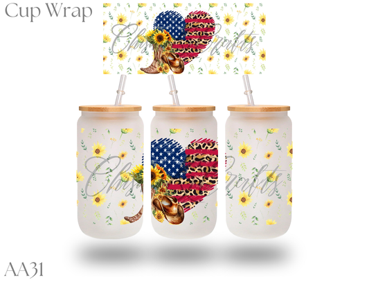 Sunflowers Boots & Flag Cup Wrap