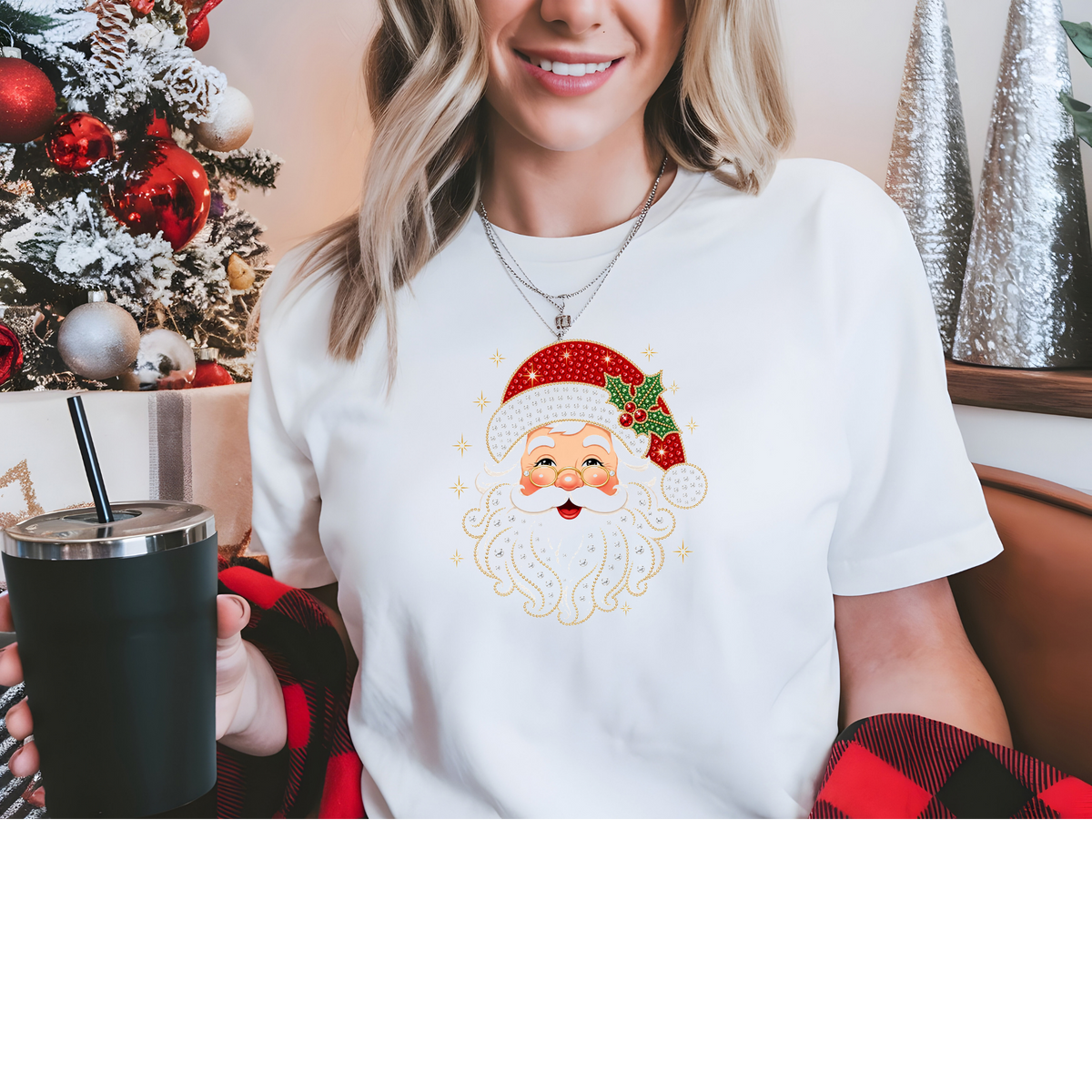 Transparent Blingy Santa Transfer