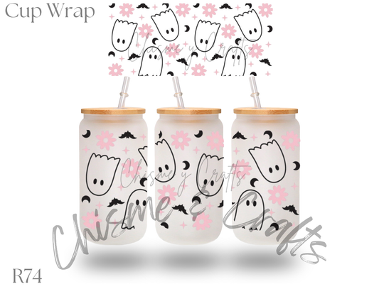 Ghosts, Bats, and Flowers Cup Wrap