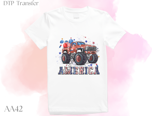 Child America Lifted Truck DTF Shirt Transfer