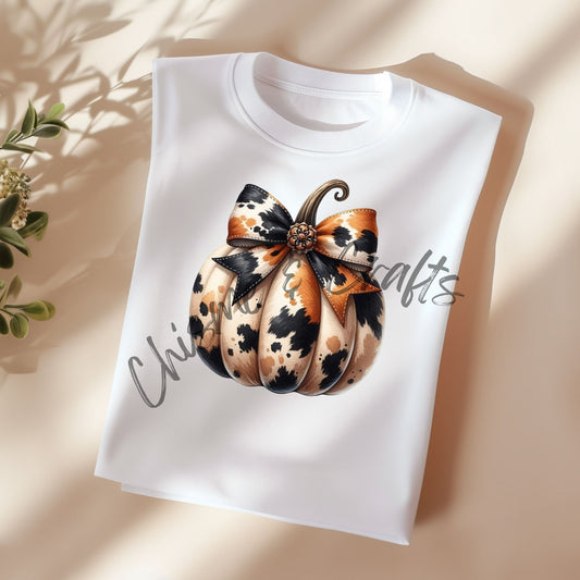 Cow Print Pumpkin DTF Shirt Transfer