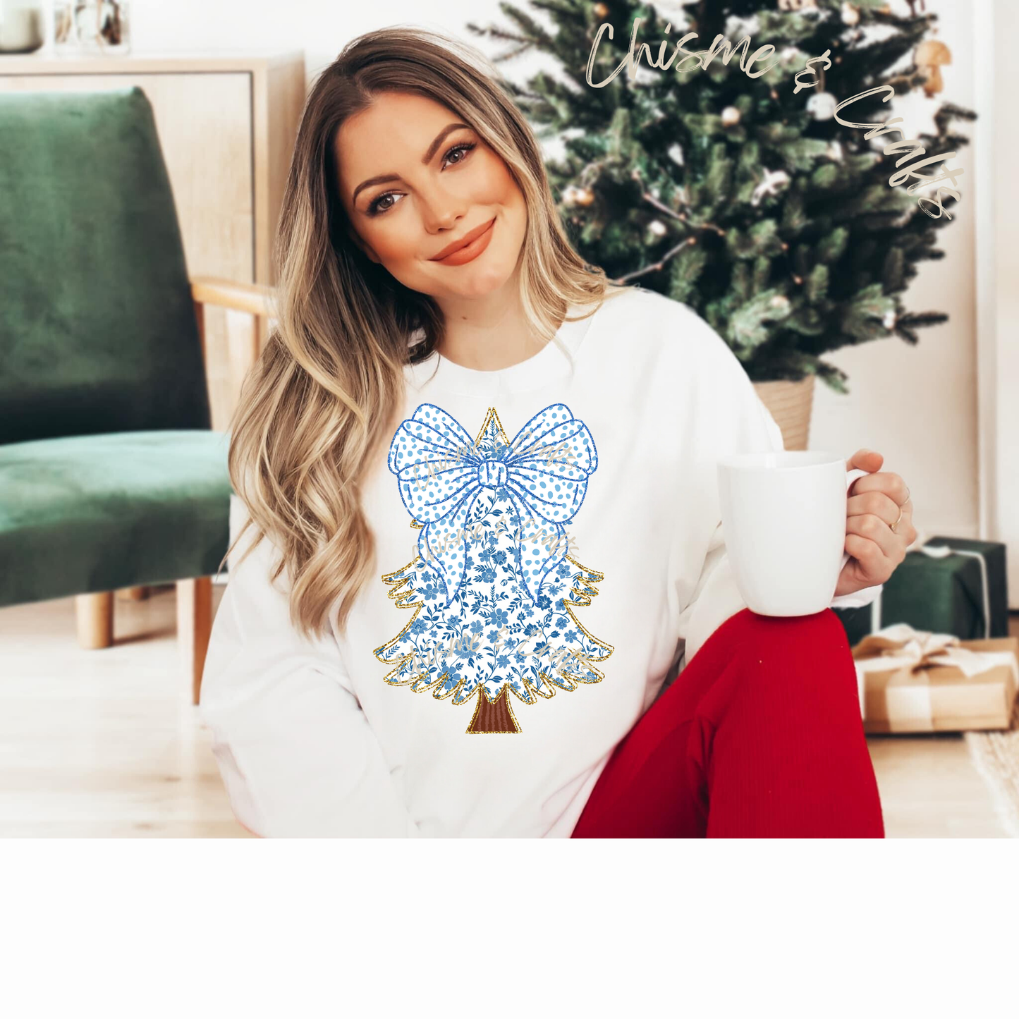 Blue Christmas Tree DTF Shirt Transfer (Pre-Sale)