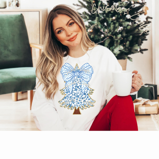 Blue Christmas Tree DTF Shirt Transfer (Pre-Sale)