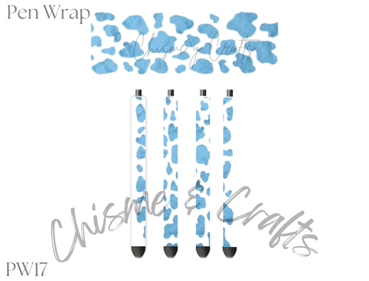 Blue Cow Print Pen Wrap