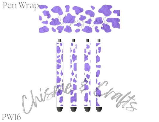 Purple Cow Print Pen Wrap