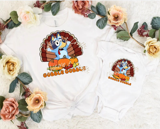 Gobble Gobble Bluey Thanksgiving DTF Shirt Transfer