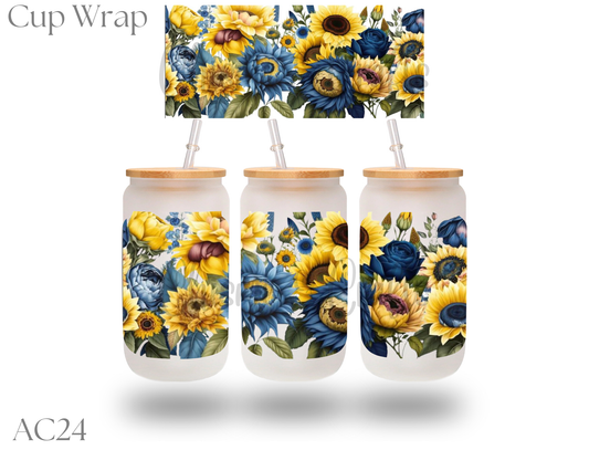 Yellow and Blue Flowers Cup Wrap