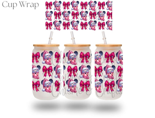 Bubblegum Pink Coquette Christmas Cup Wrap (Pre-sale)