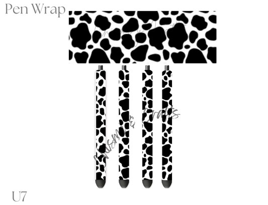 Black Cow Print Pen Wrap